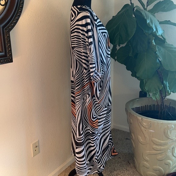 Women’s Animal Print Sheer Lightweight 3/4 Sleeve Full Length Maxi Kimono OS - Picture 5 of 16